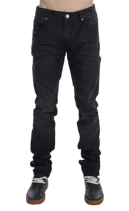 Graue Skinny-Slim-Fit-Jeans aus Baumwolle