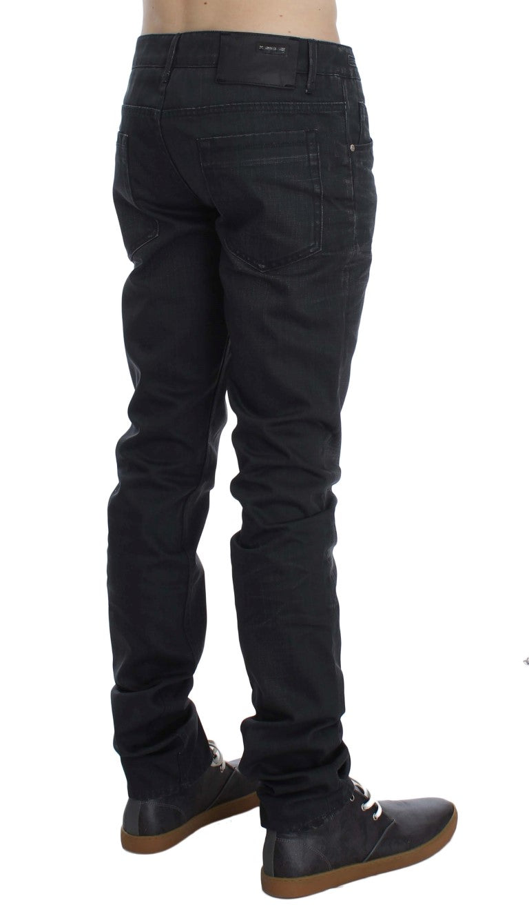 Jean skinny gris en coton coupe slim