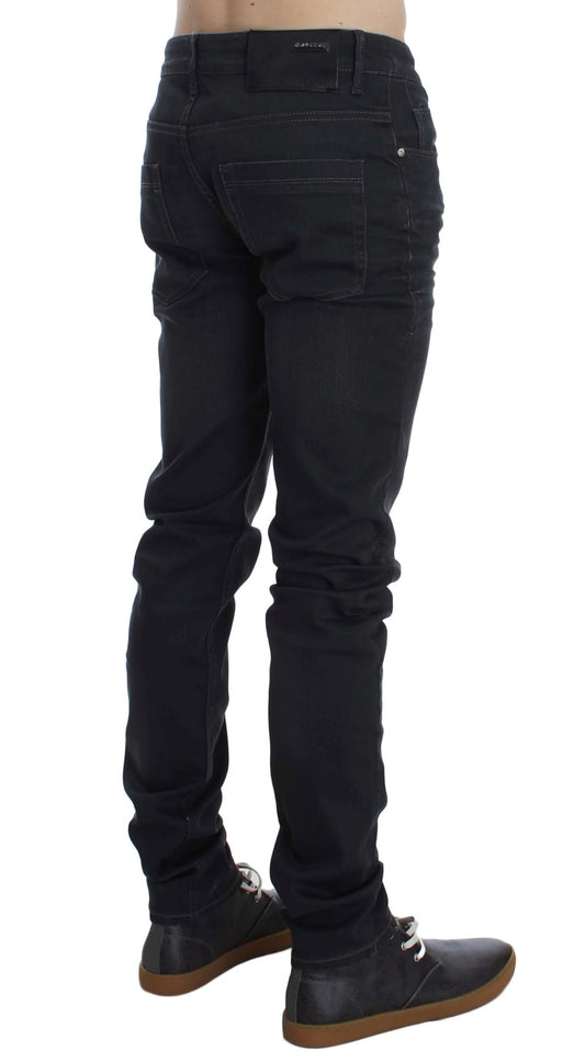 Graue Slim-Fit-Jeans aus Baumwollstretch