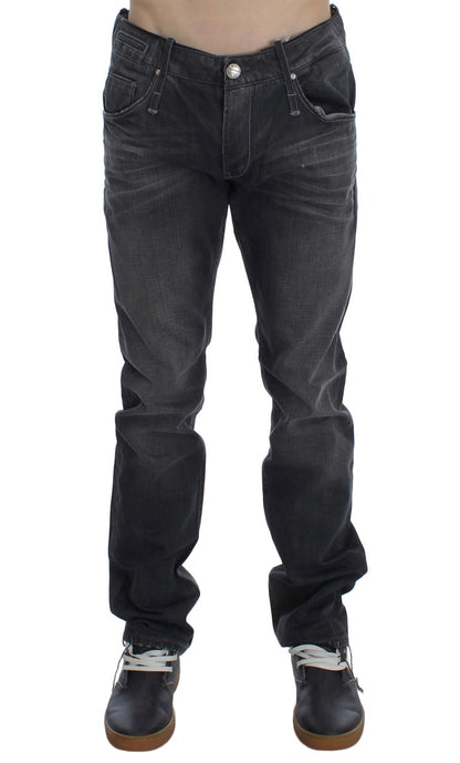 Jeans slim fit regolari in cotone grigio