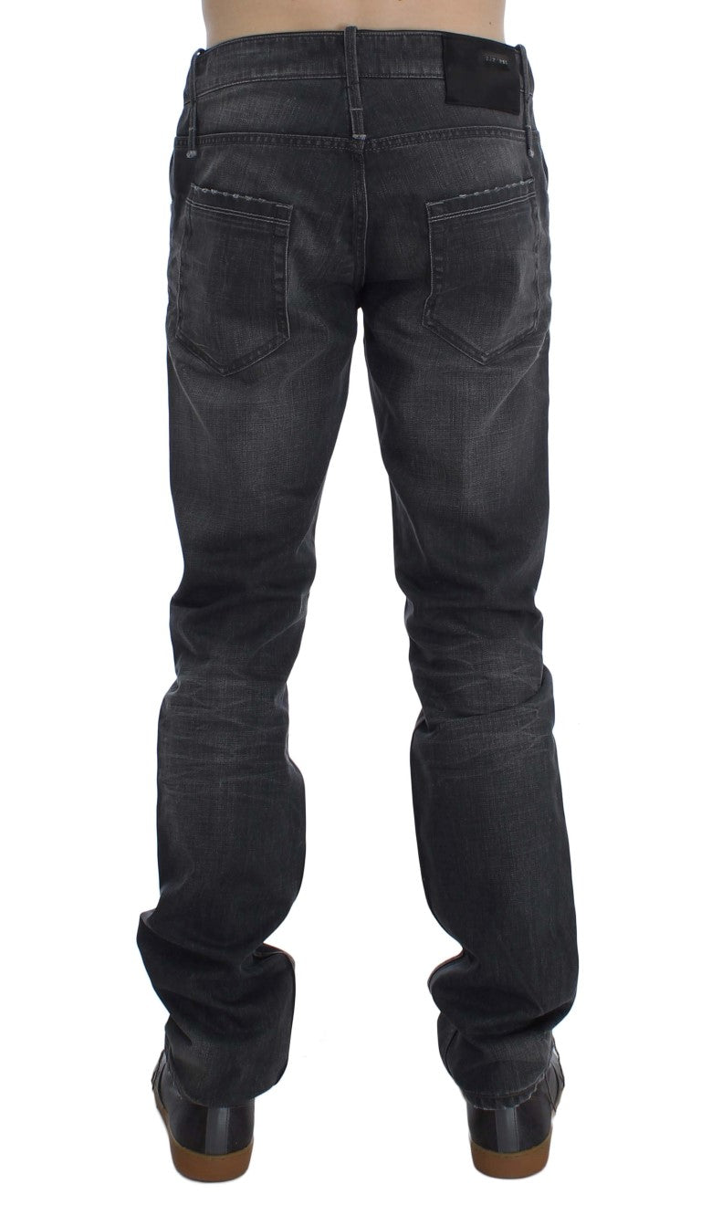 Jeans slim fit regolari in cotone grigio