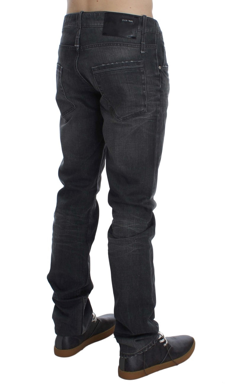 Jeans slim fit regolari in cotone grigio