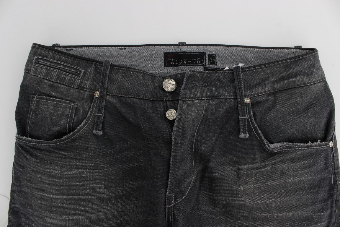 Jeans slim fit regolari in cotone grigio