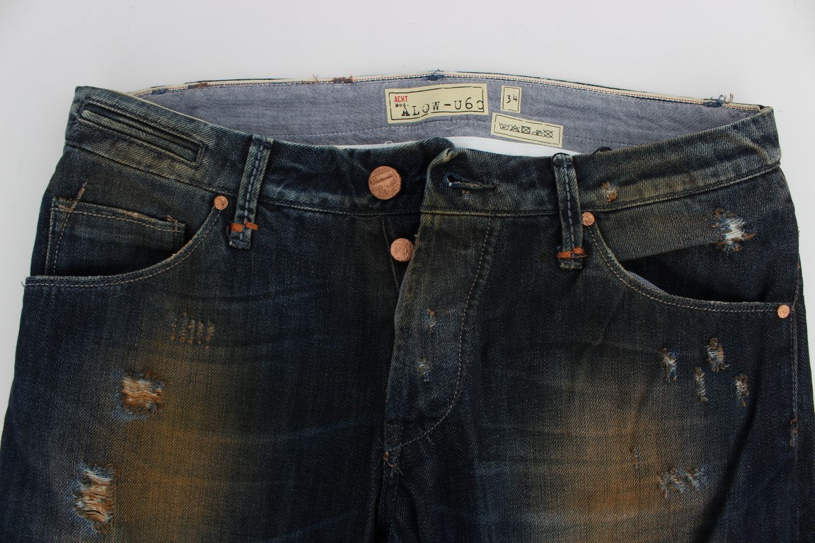 Jeans dalla vestibilità dritta regolare in cotone lavato blu