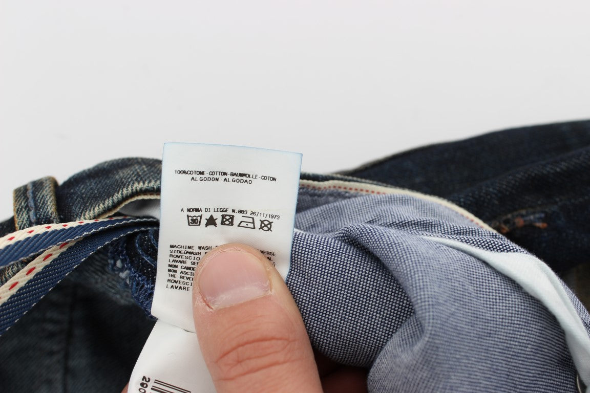 Jeans dalla vestibilità dritta regolare in cotone lavato blu