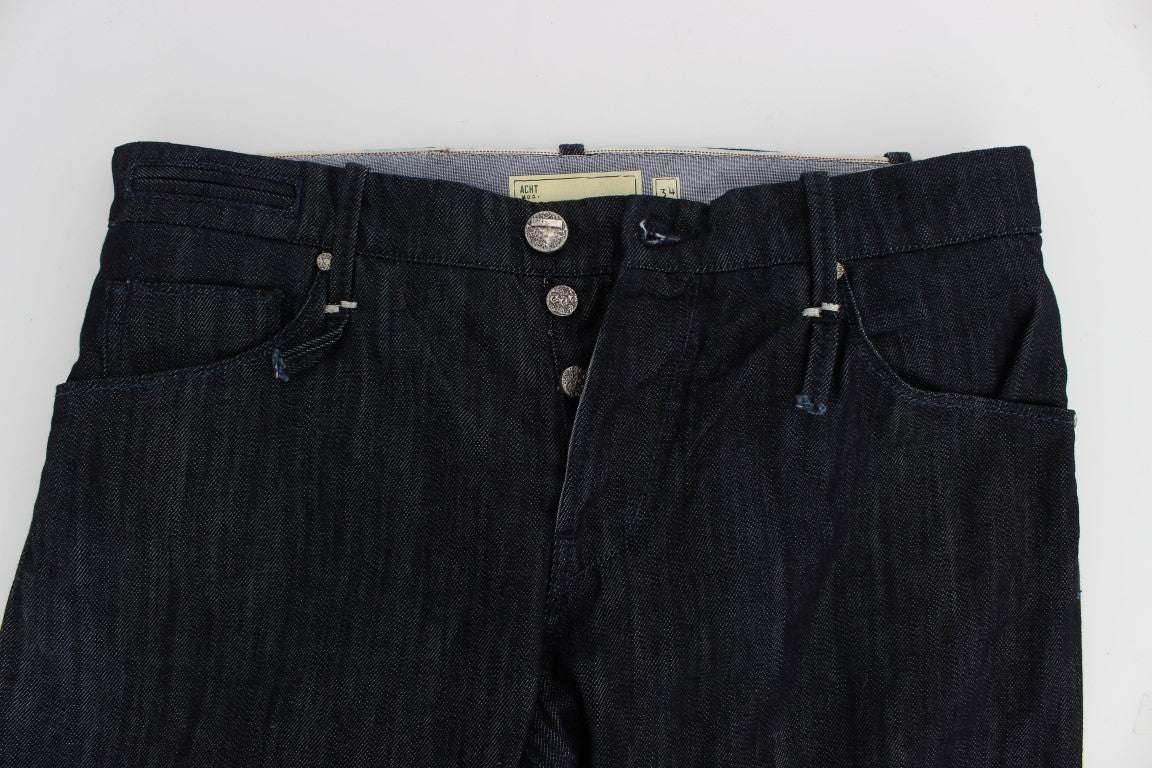 Jeans dritti dalla vestibilità regolare in cotone blu