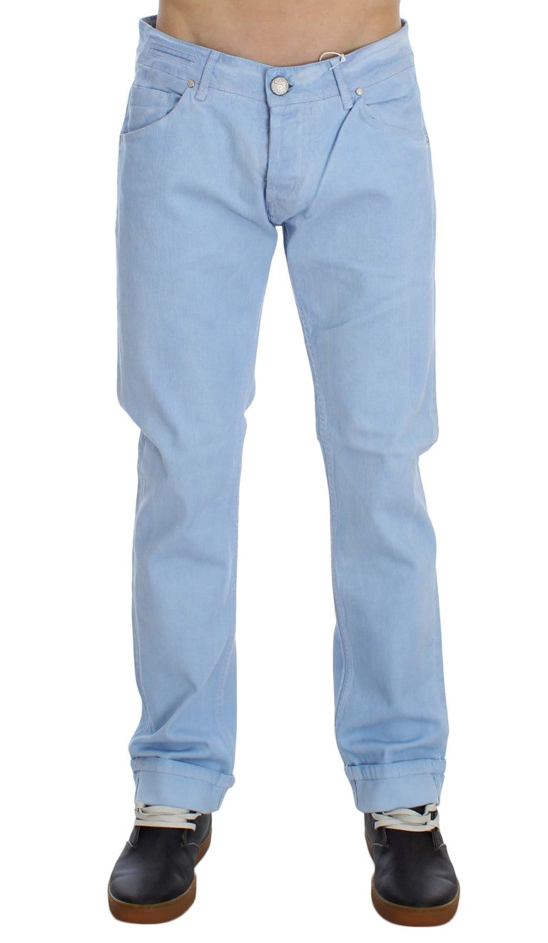 Jean taille basse en coton stretch bleu