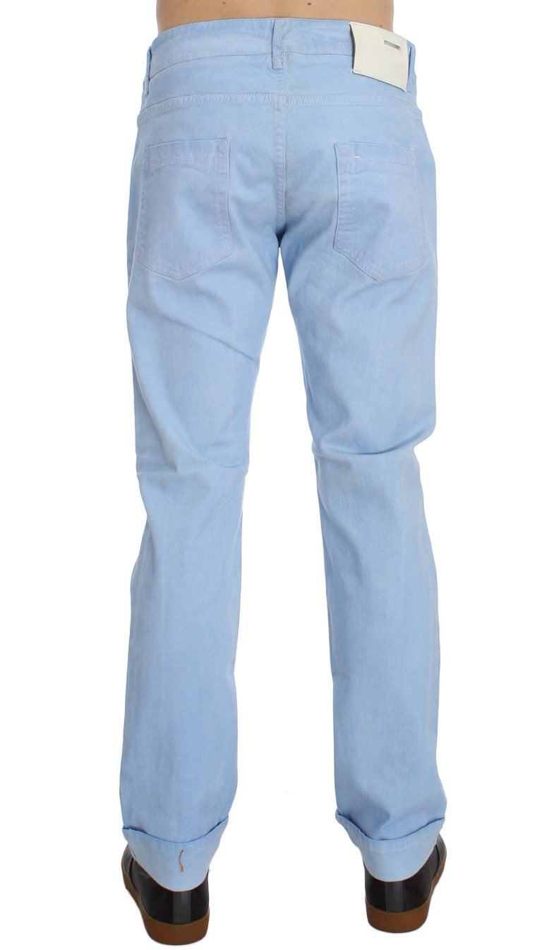 Jean taille basse en coton stretch bleu