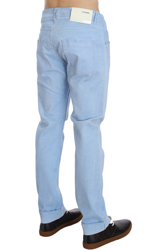 Blaue Baumwoll-Stretch-Jeans mit niedriger Taille