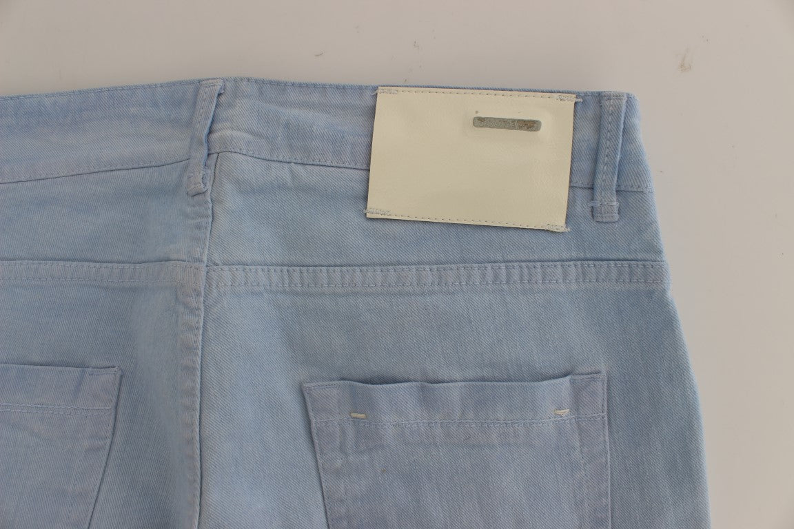 Jean taille basse en coton stretch bleu