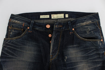 Jeans dritti a vita bassa con lavaggio blu