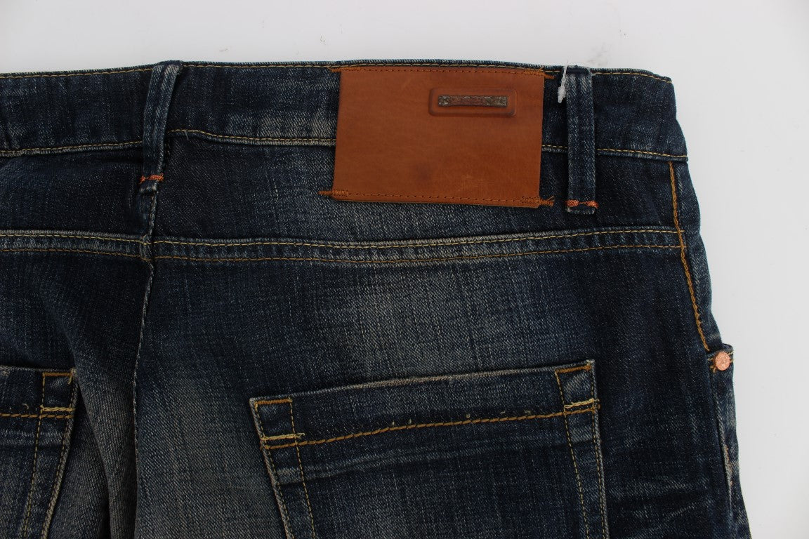 Jeans dritti a vita bassa con lavaggio blu