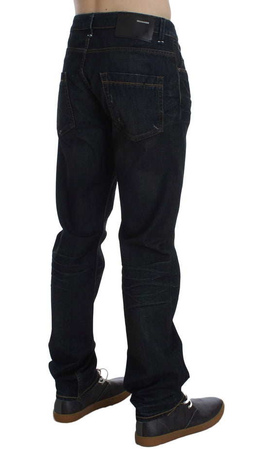 Blau gewaschene Jeans aus Baumwolldenim mit gerader Passform