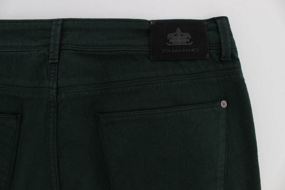 Jean droit en denim de coton stretch vert