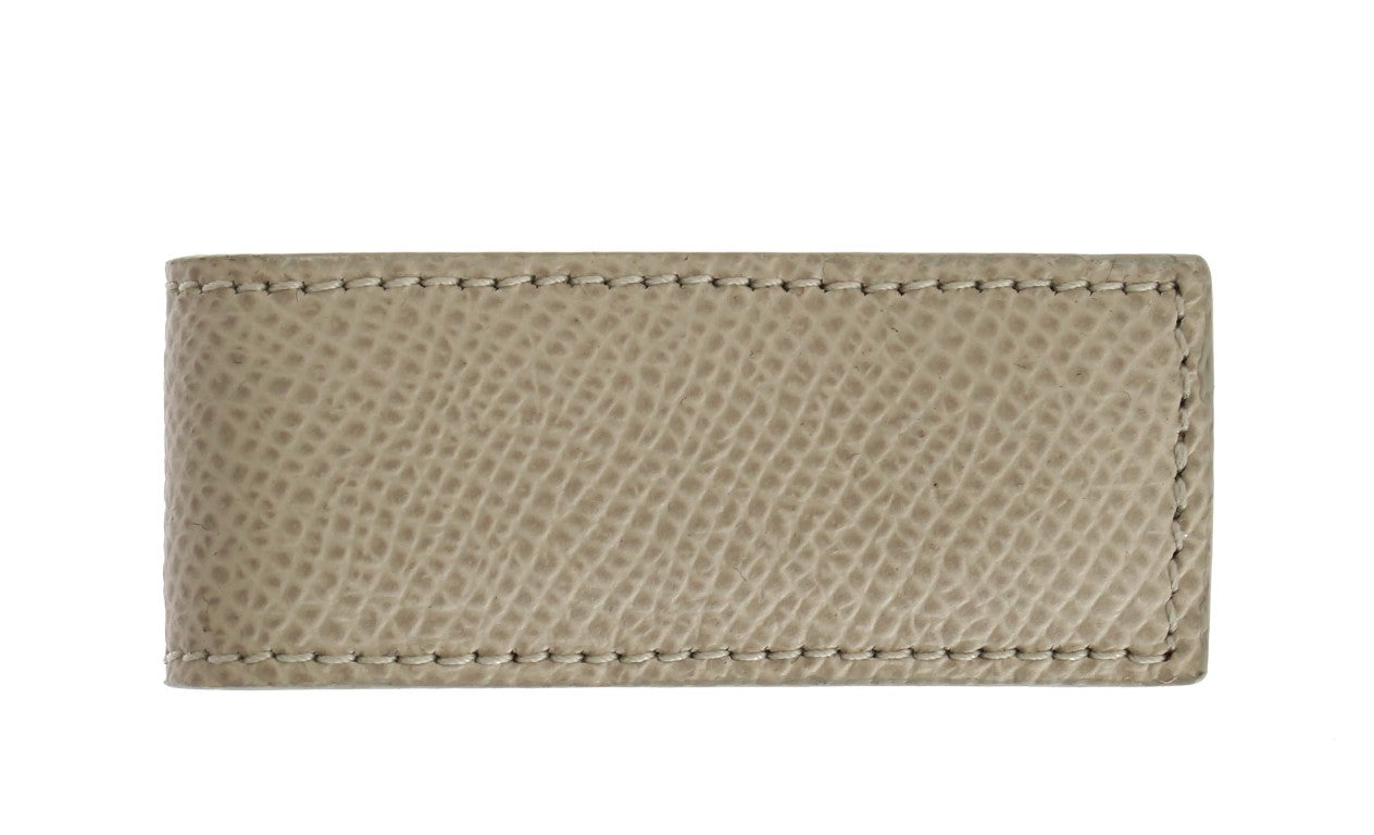 Fermasoldi magnetico in pelle beige