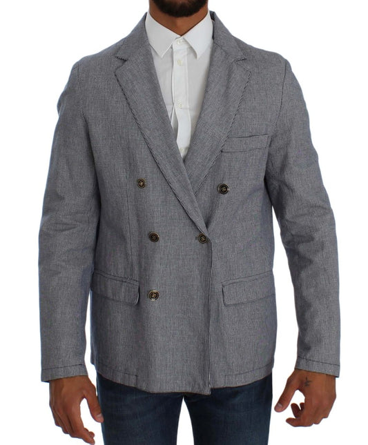 Blauer zweireihiger Blazer mit normaler Passform