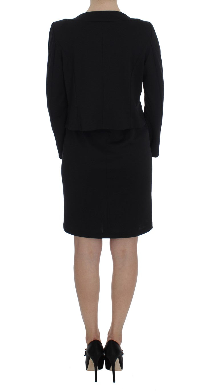 Ensemble robe fourreau extensible noire et pull