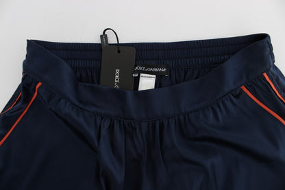 Pantaloncini da notte in seta elasticizzata blu