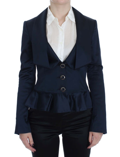 Giacca blazer monopetto blu a tre bottoni