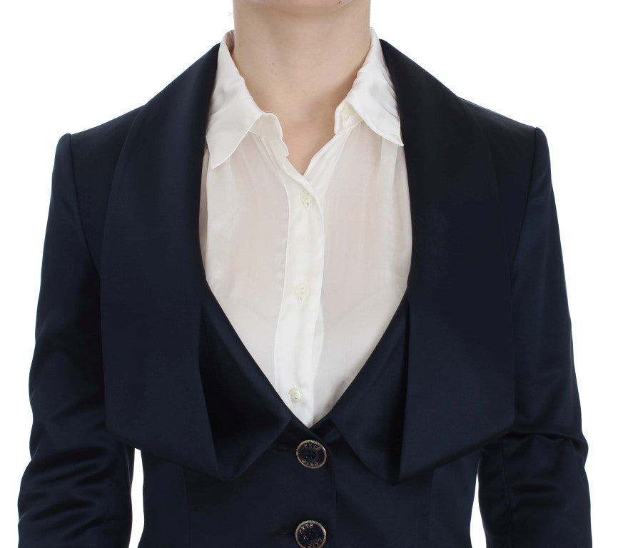 Giacca blazer monopetto blu a tre bottoni