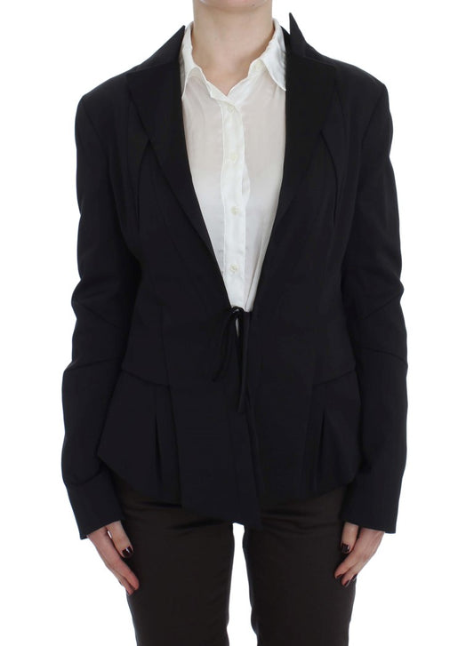 Veste blazer noire stretch à simple boutonnage