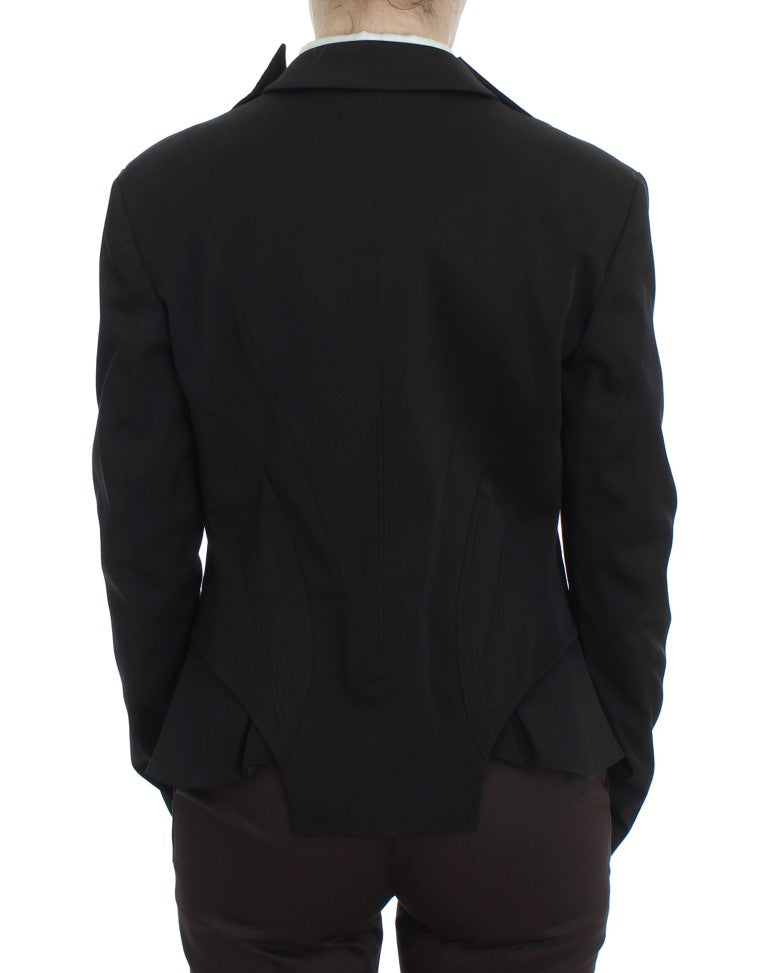 Schwarzer, einreihiger Blazer aus Stretch-Material