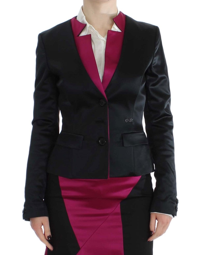 Veste blazer stretch noir rose