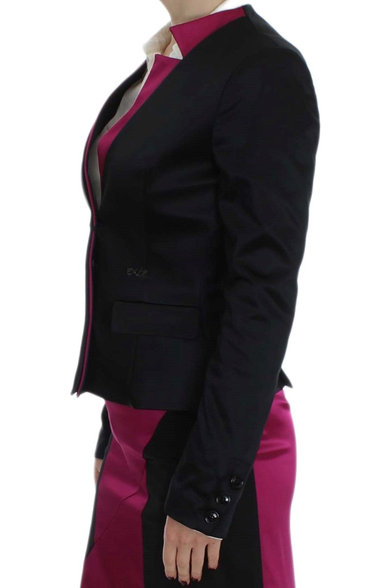 Veste blazer stretch noir rose