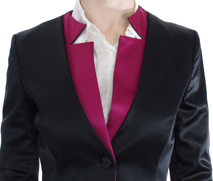 Veste blazer stretch noir rose