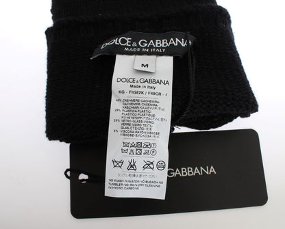 Dolce &amp; Gabbana Fingerlose Handschuhe aus Kaschmir mit Paillettenverzierung