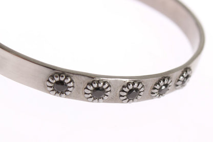 Bracciale rigido in argento 925 con cristalli neri