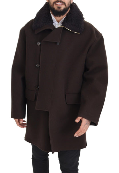 Cappotto in shearling doppiopetto marrone