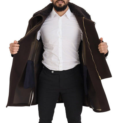 Cappotto in shearling doppiopetto marrone