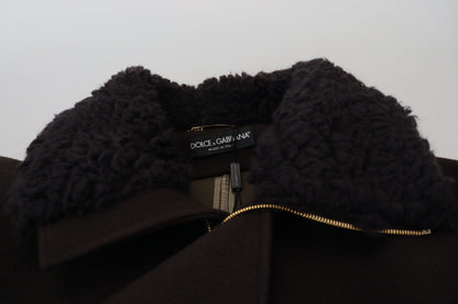 Cappotto in shearling doppiopetto marrone