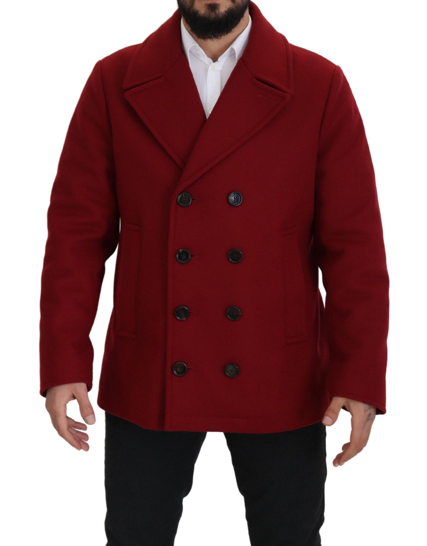 Dolce &amp; Gabbana Elegante rote zweireihige Wolljacke