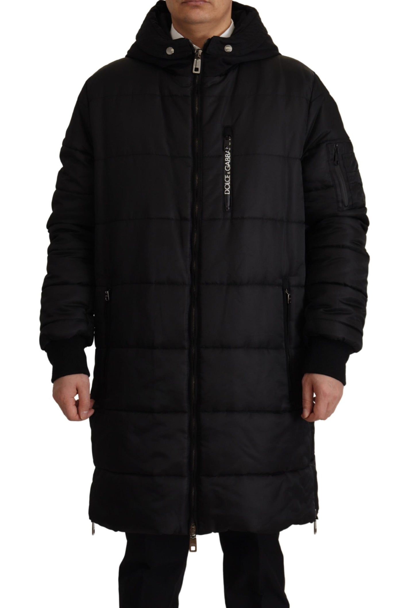 Dolce &amp; Gabbana Elegante schwarze Parka-Winterjacke mit Kapuze