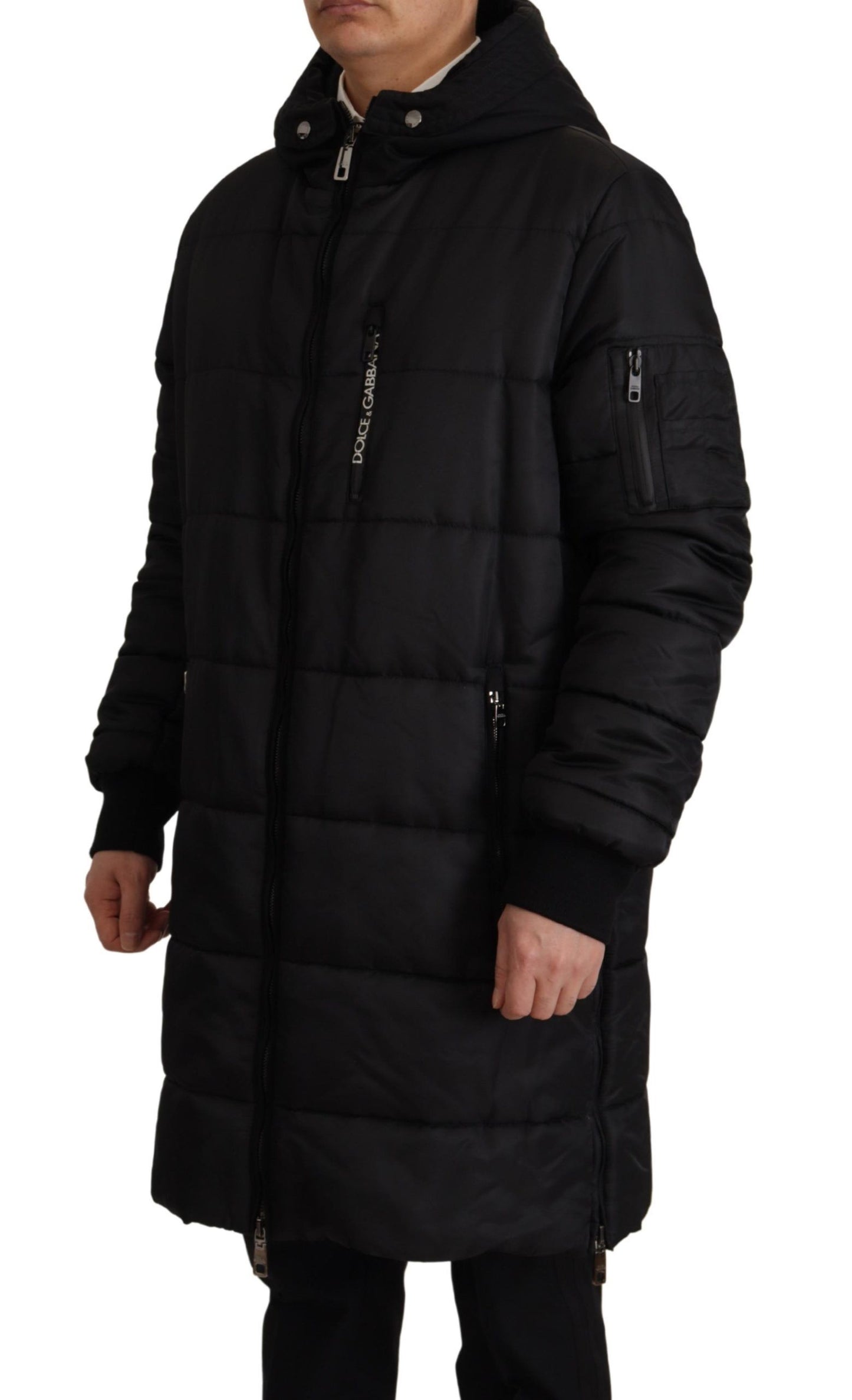 Dolce &amp; Gabbana Elegante schwarze Parka-Winterjacke mit Kapuze