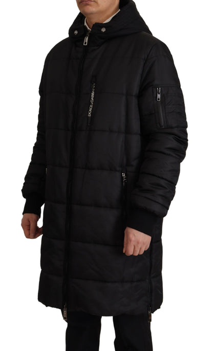 Dolce &amp; Gabbana Elegante schwarze Parka-Winterjacke mit Kapuze