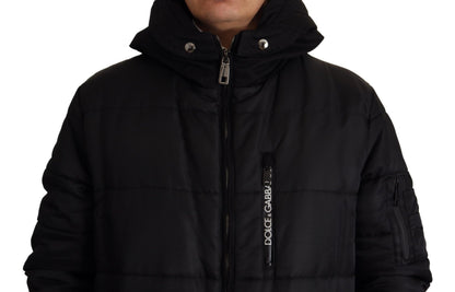 Dolce &amp; Gabbana Elegante schwarze Parka-Winterjacke mit Kapuze