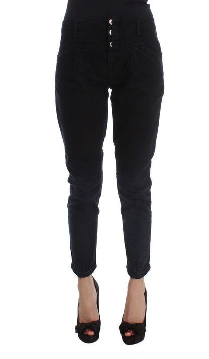 Jeans cropped slim fit in cotone nero