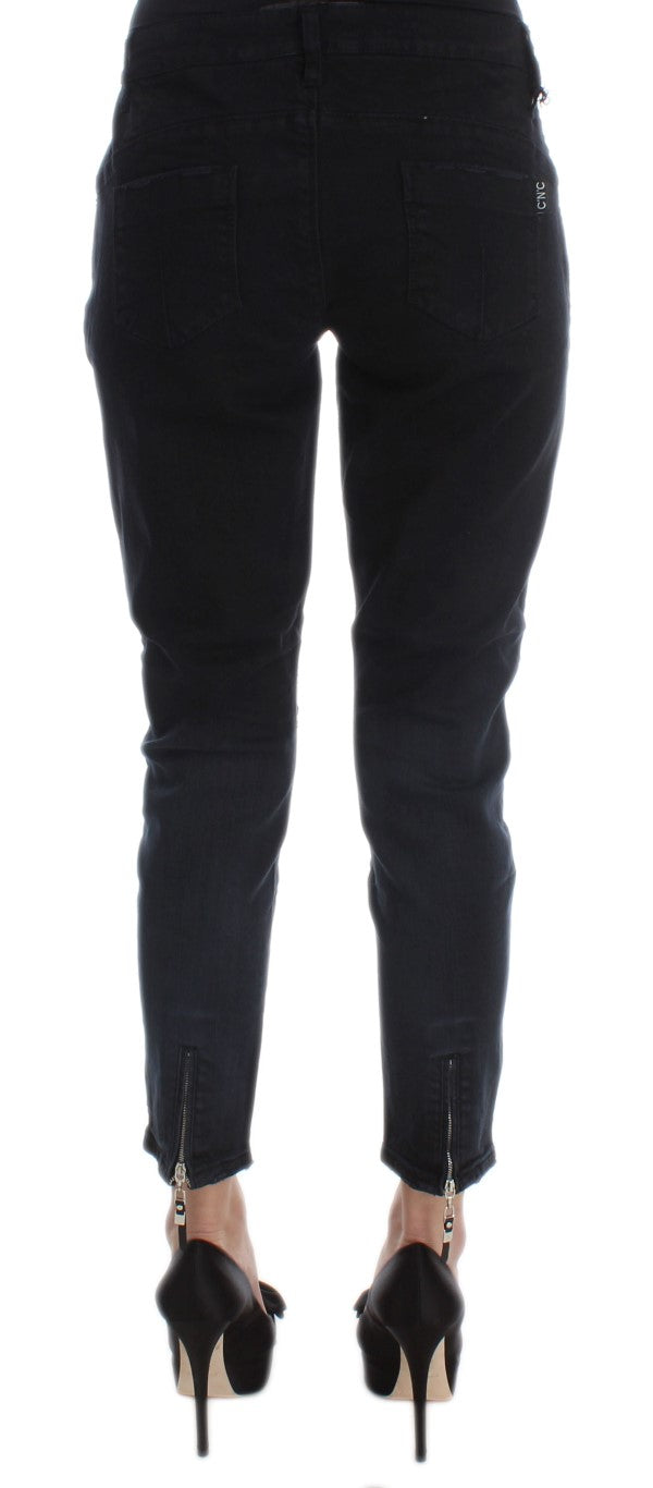 Jeans cropped slim fit in cotone nero