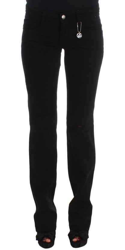 Jean bootcut slim en coton noir