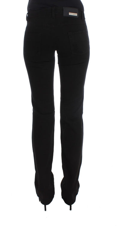 Jeans bootcut slim fit in cotone nero