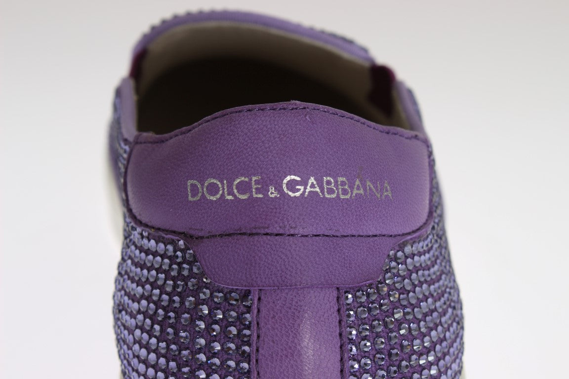 Lilafarbene Sneakers mit Strass-Logo aus Canvas