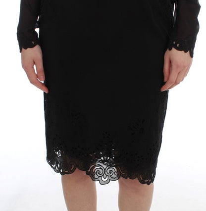 Robe fourreau extensible en soie noire