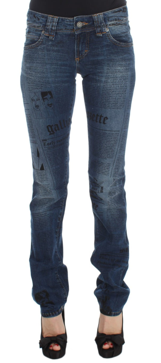 Jeans bootcut slim fit in misto cotone lavato blu