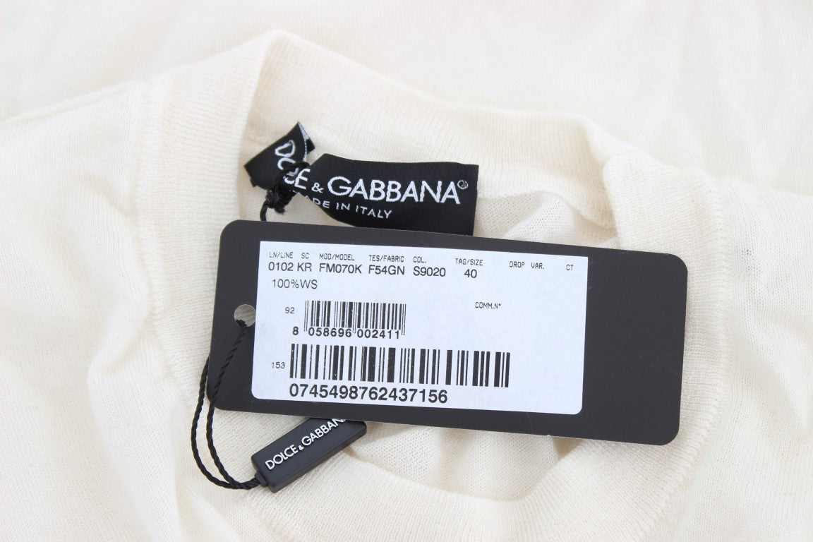 Dolce & Gabbana Elegant White Cashmere Sweater