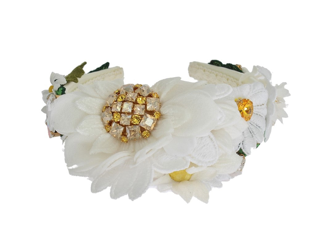 Bandeau floral en cristal de tournesol blanc jaune