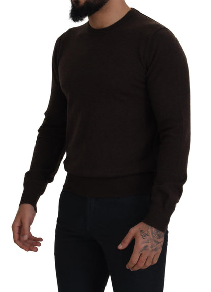 Maglione pullover girocollo in cashmere marrone