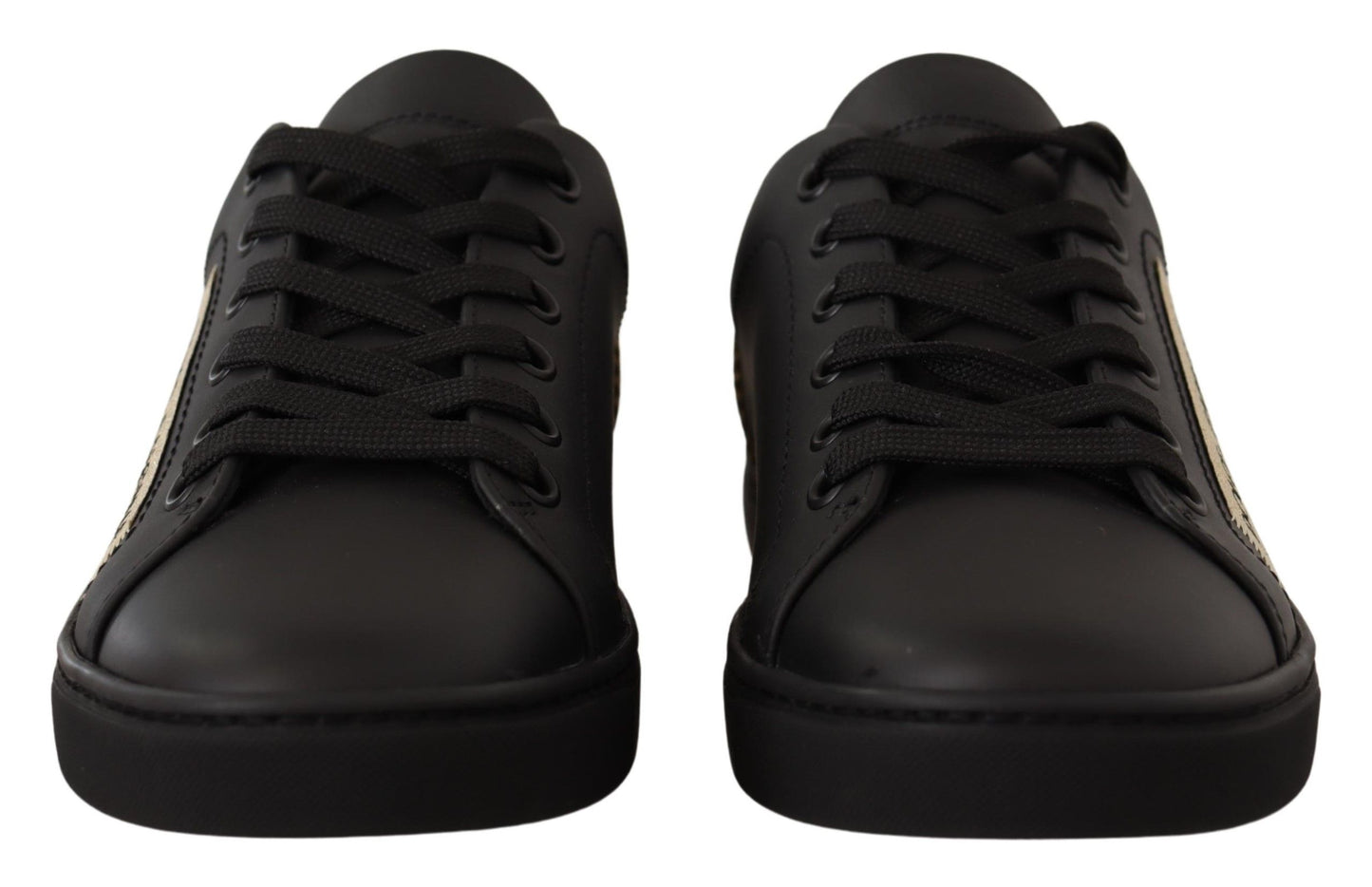 Dolce & Gabbana Chic Black and Gold Low-top Leather Sneakers